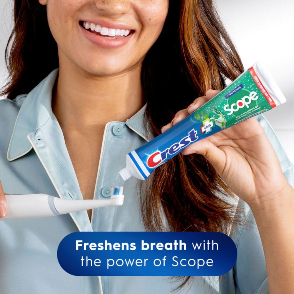 Back view of Crest + Scope Whitening Toothpaste 3-pack carton