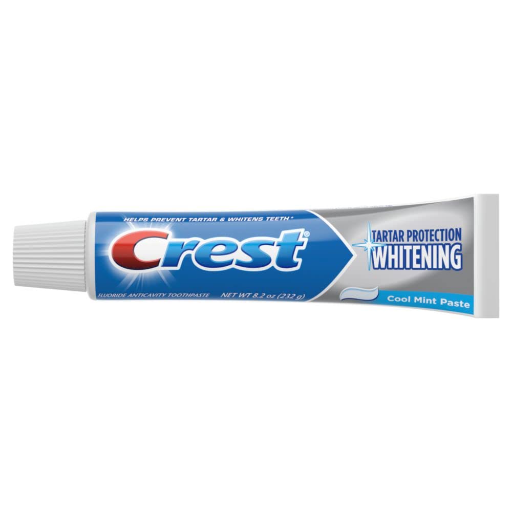 Crest logo and Fresh breath messaging on packaging