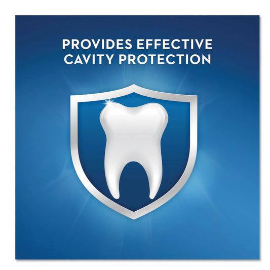 Close-up of Crest Tartar Protection toothpaste tube with minty freshness concept