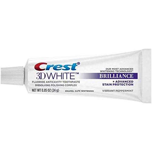 Crest 3D White Brilliance Toothpaste – Vibrant Peppermint, Travel Size 0.85 oz (24 g) – Pack of 12 (tube 3)