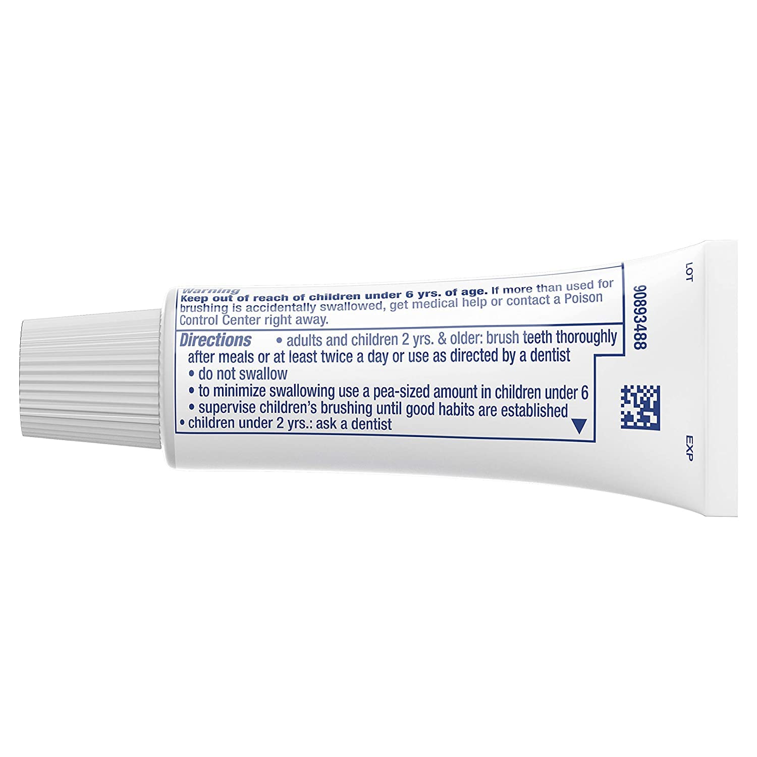 Close-up label of Crest Complete Whitening Scope mint toothpaste