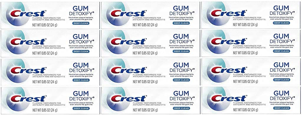 Crest Gum Detoxify Deep Clean Toothpaste, Travel Size 0.85 oz (24 g), Pack of 12