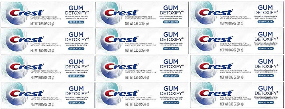 Crest Gum Detoxify Deep Clean Toothpaste, Travel Size 0.85 oz (24 g), Pack of 12