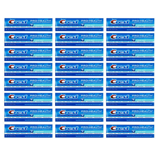 Crest Pro-Health Clean Mint toothpaste tube, travel size 0.85 oz, 24-pack