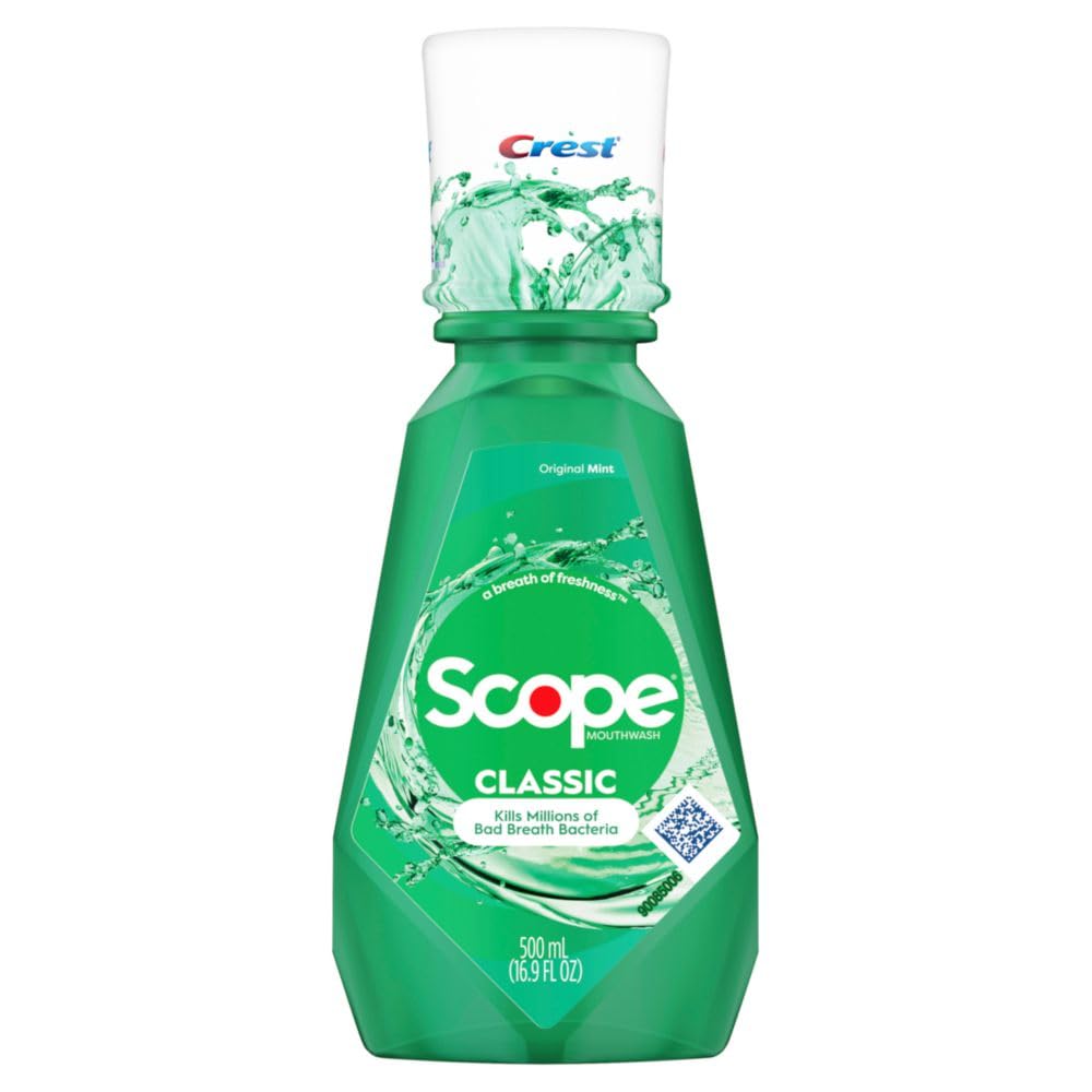 Ingredient list on Crest Scope Classic Mouthwash label