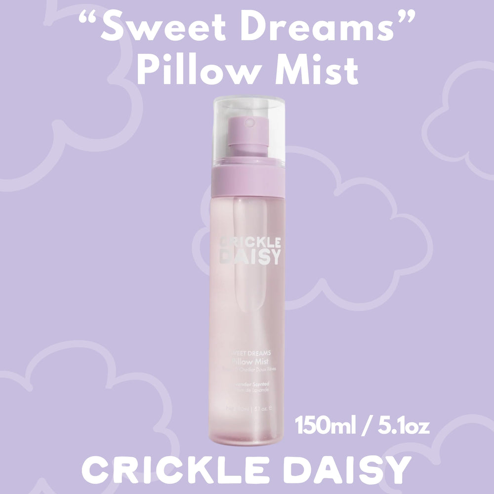 Crickle Daisy Sweet Dreams Lavender Pillow Mist cap shown for travel-friendly calm.