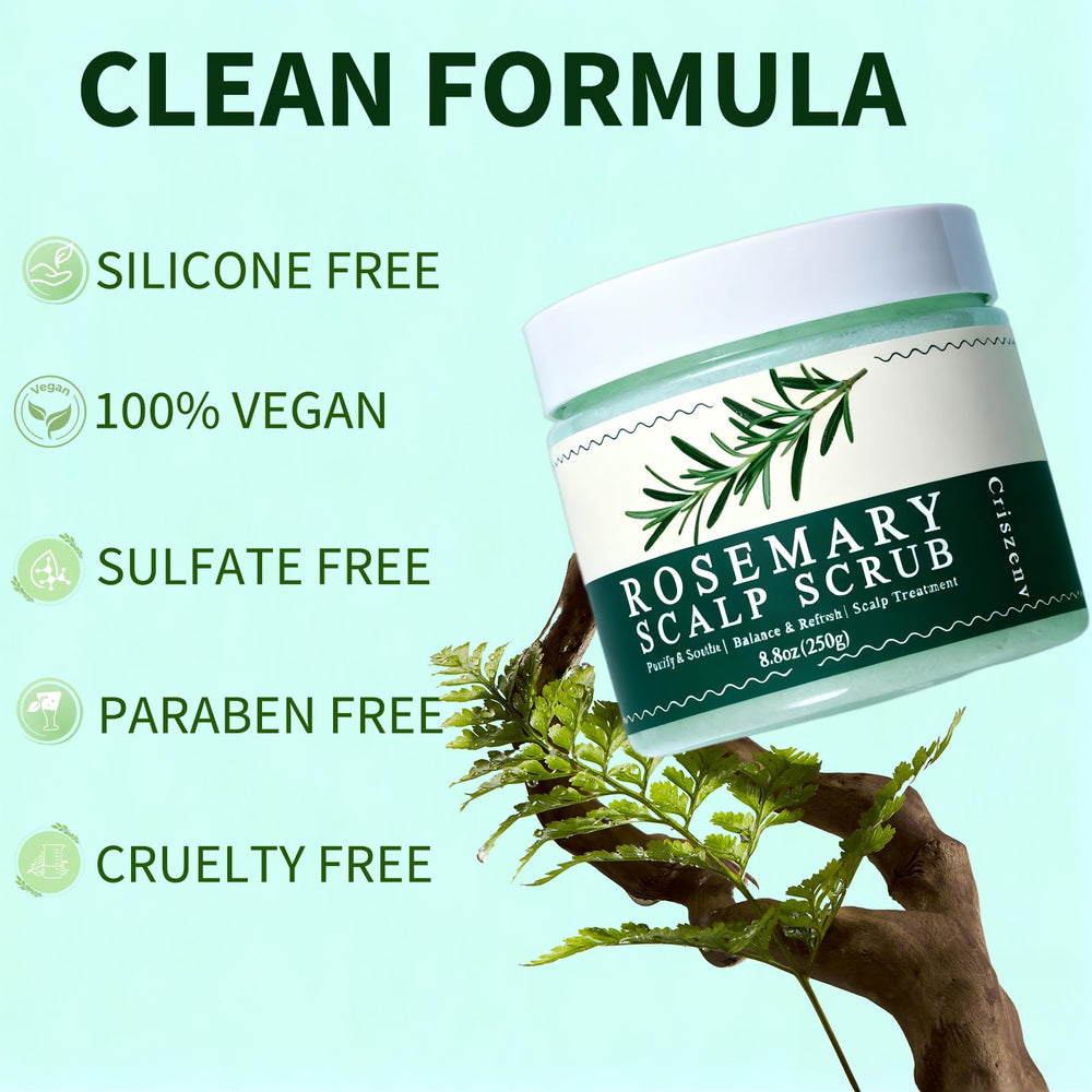 Criszenv Scalp Scrub shown in shower for easy application and thorough cleansing.