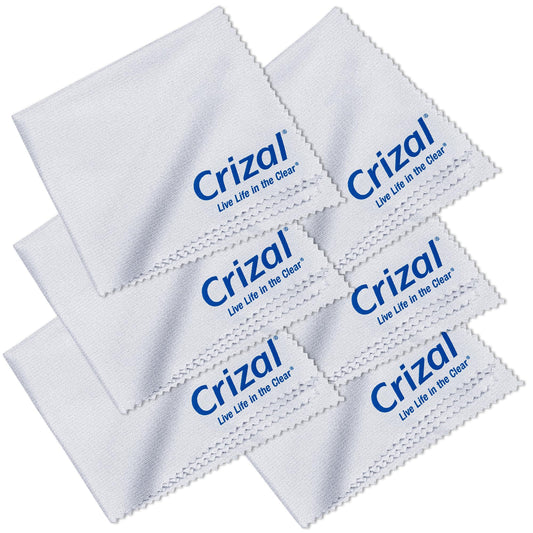 Crizal 6-pack premium microfiber cleaning cloths for eyeglasses and AR coatings, product image