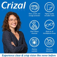 Crizall microfiber cloth cleaning glasses (3x7 inches) in use