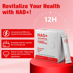 NAD supplement packets displayed with ingredients
