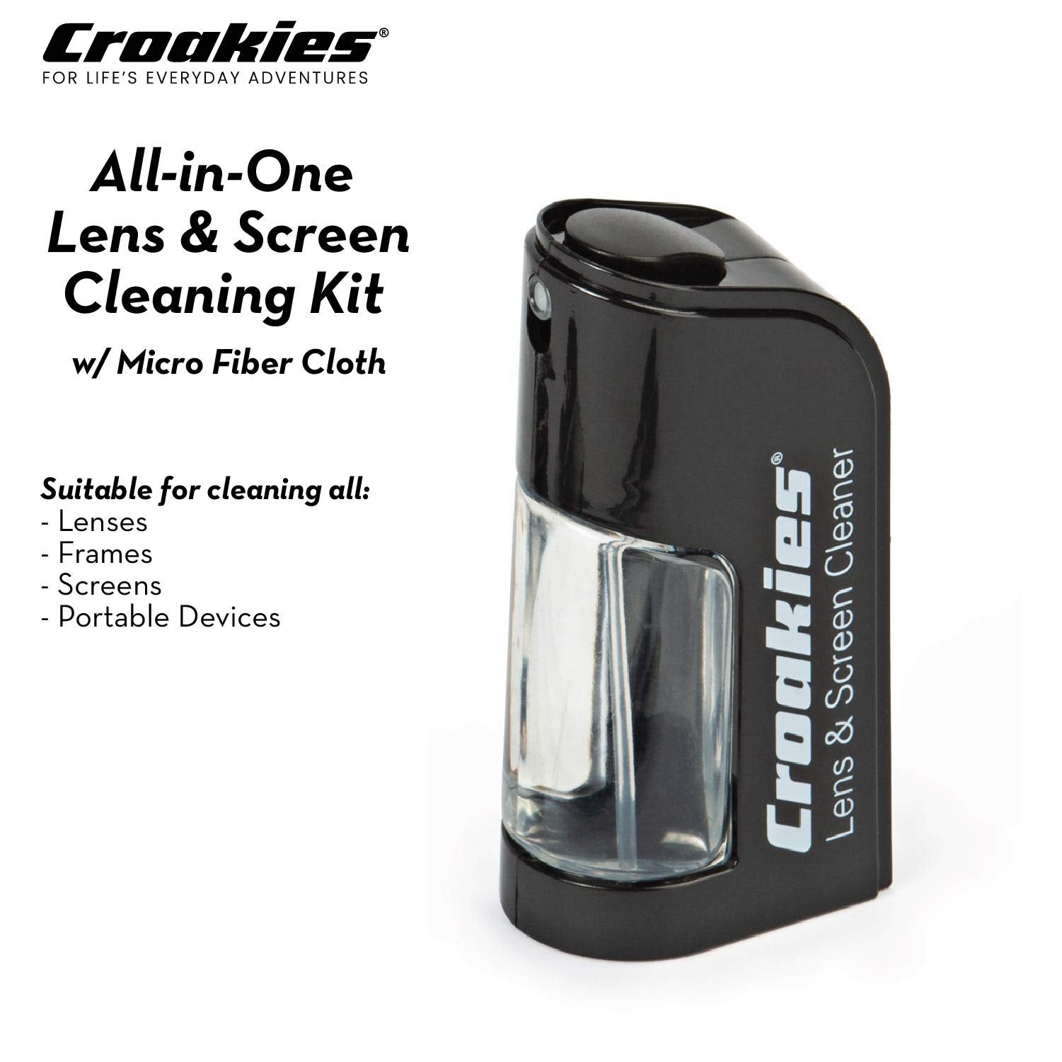 Refillable spray pump and microfiber storage in the cleaning kit
