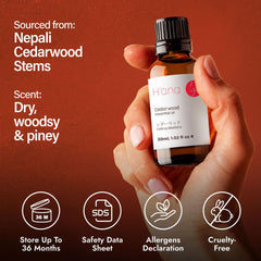 Cruelty-free cedarwood essential oil packaging