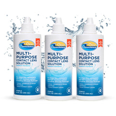 Front view of Clear Conscience cruelty-free contact lens solution 12oz bottle