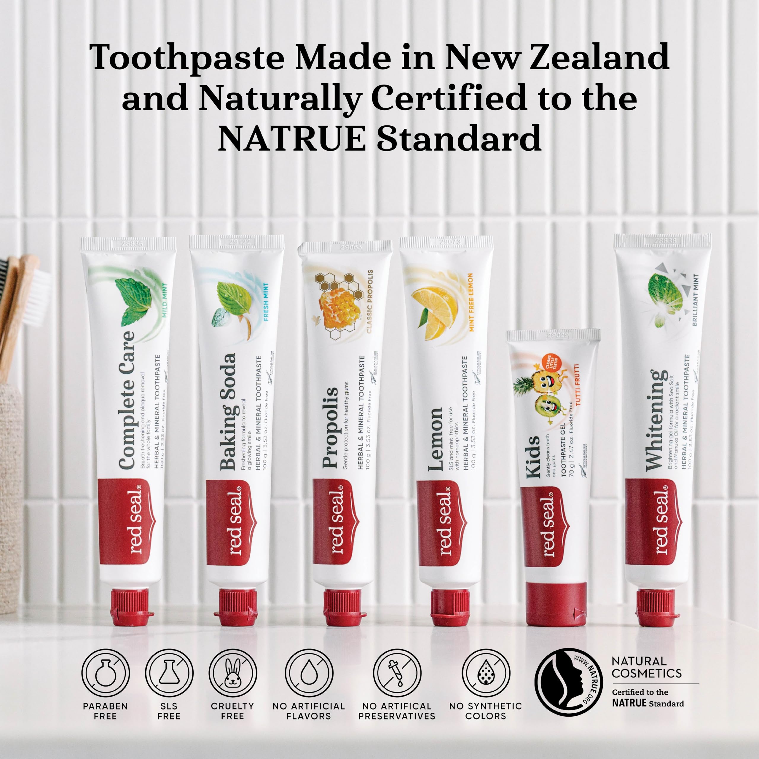 Cruelty-free icon on Red Seal toothpaste packaging