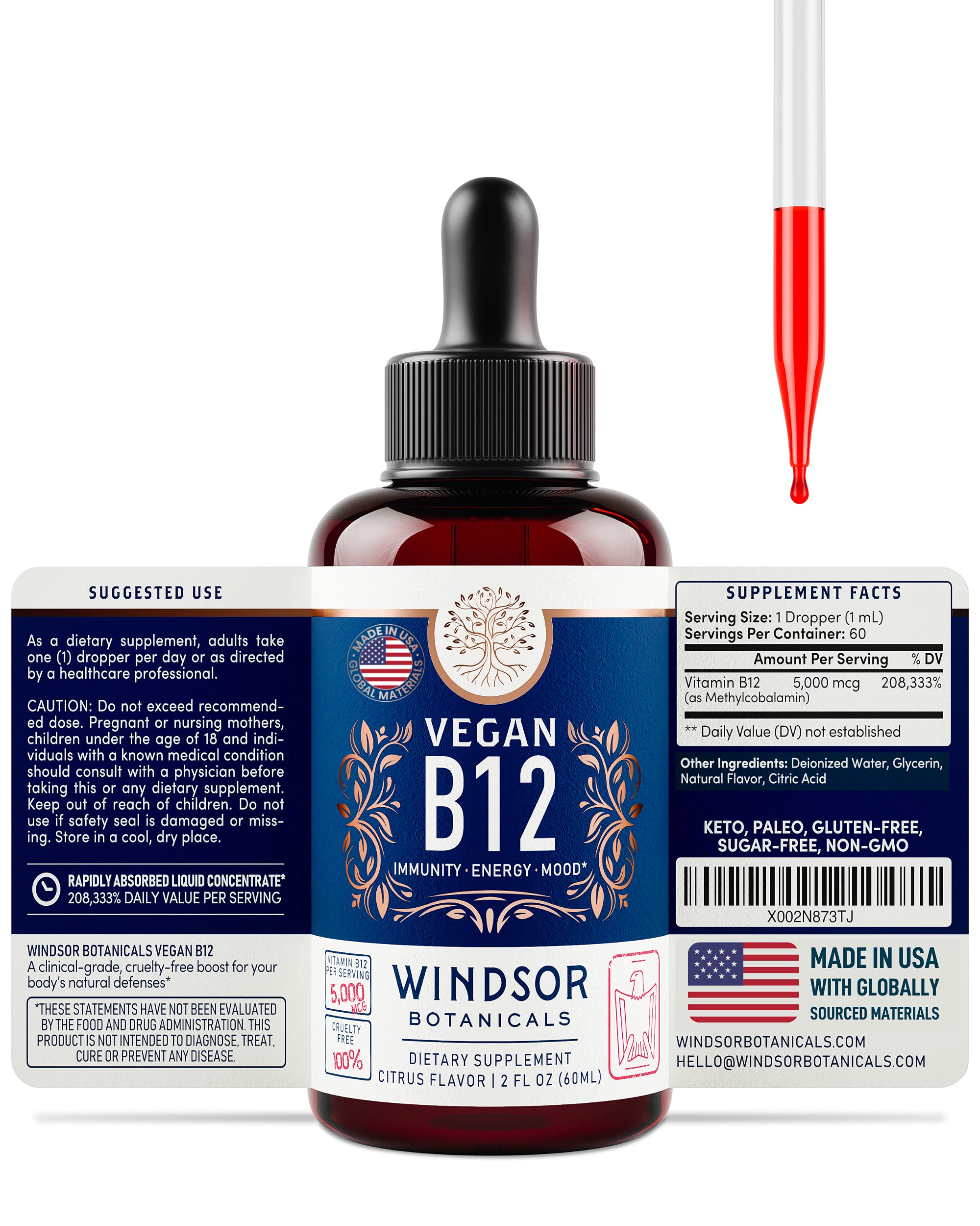 Cruelty-free vegan B12 liquid drops
