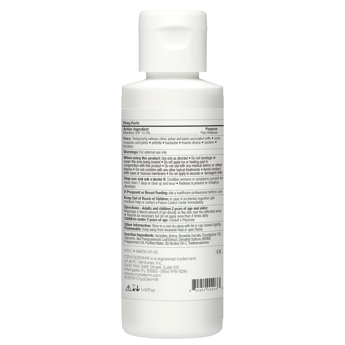 Cryoderm Cold Gel 4oz pack of 2 – side view