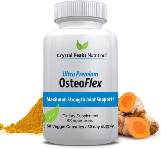 OsteoFlex turmeric capsules bottle close-up, 60 capsules