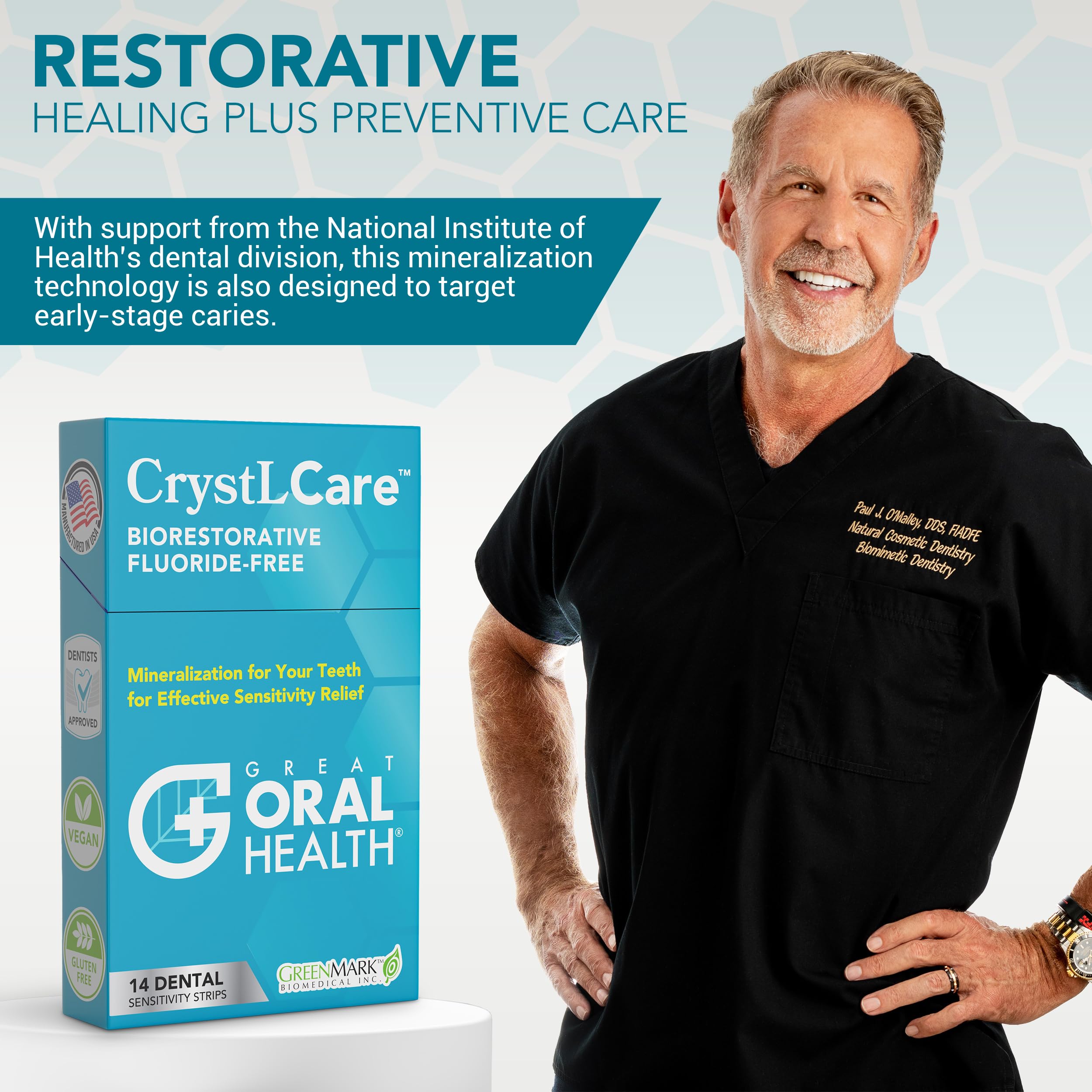 Adult using CrystLCare tooth sensitivity strips