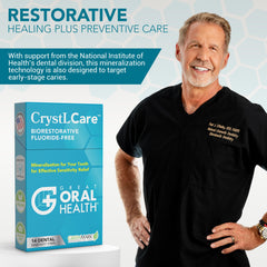 Adult using CrystLCare tooth sensitivity strips