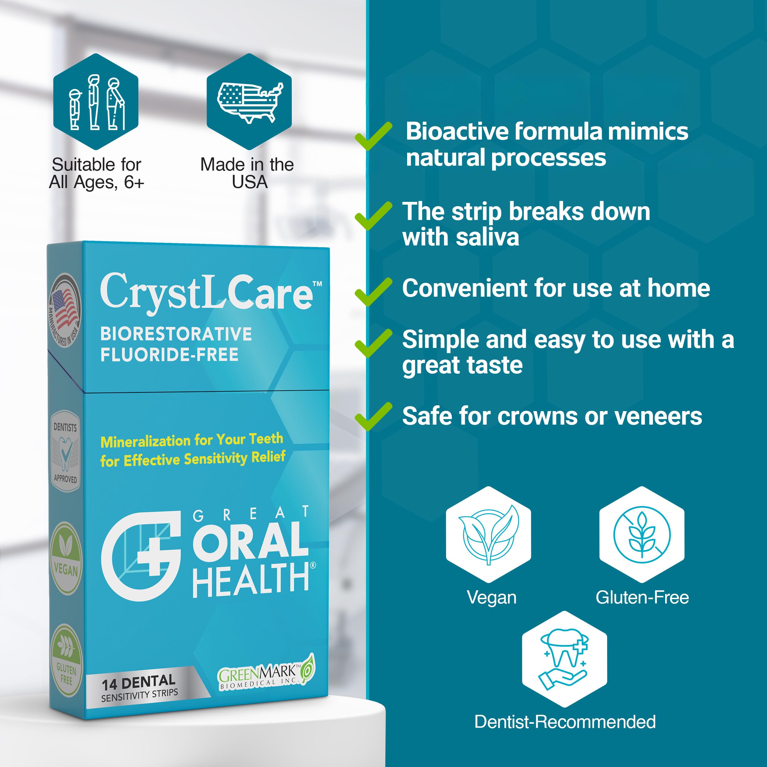 CrystLCare strips made in the USA, vegan and gluten-free