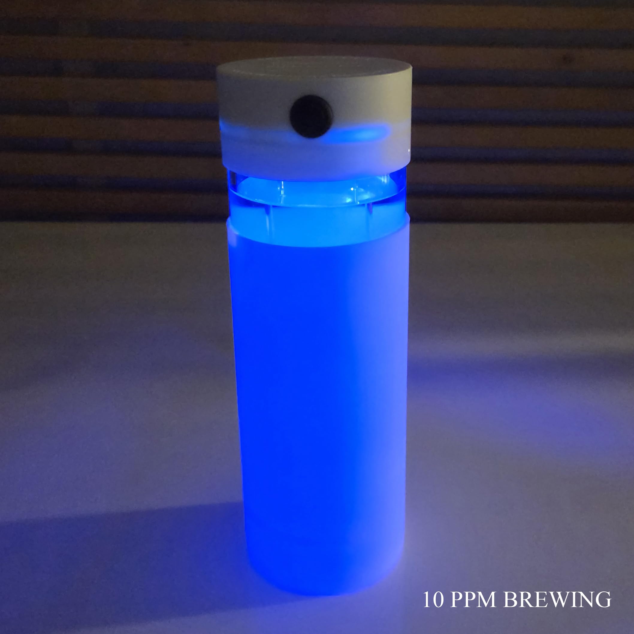 Compact self-contained unit brewing 16 oz of 10 PPM CS in under 1 hour