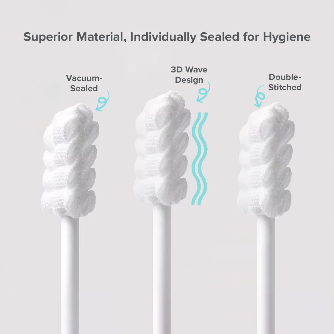Close-up of the brush head made with medical-grade skim gauze
