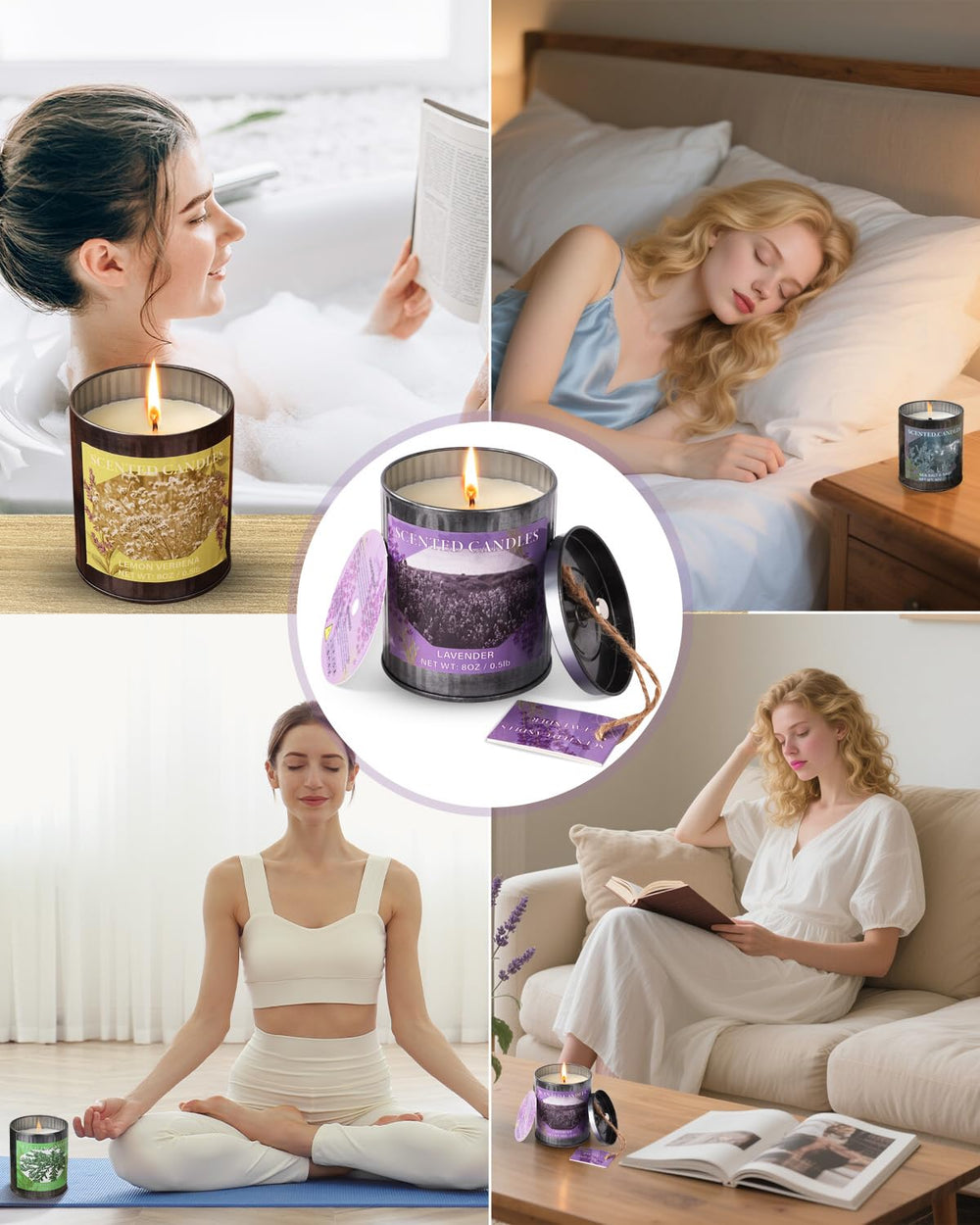 Candle in a cozy home decor setting