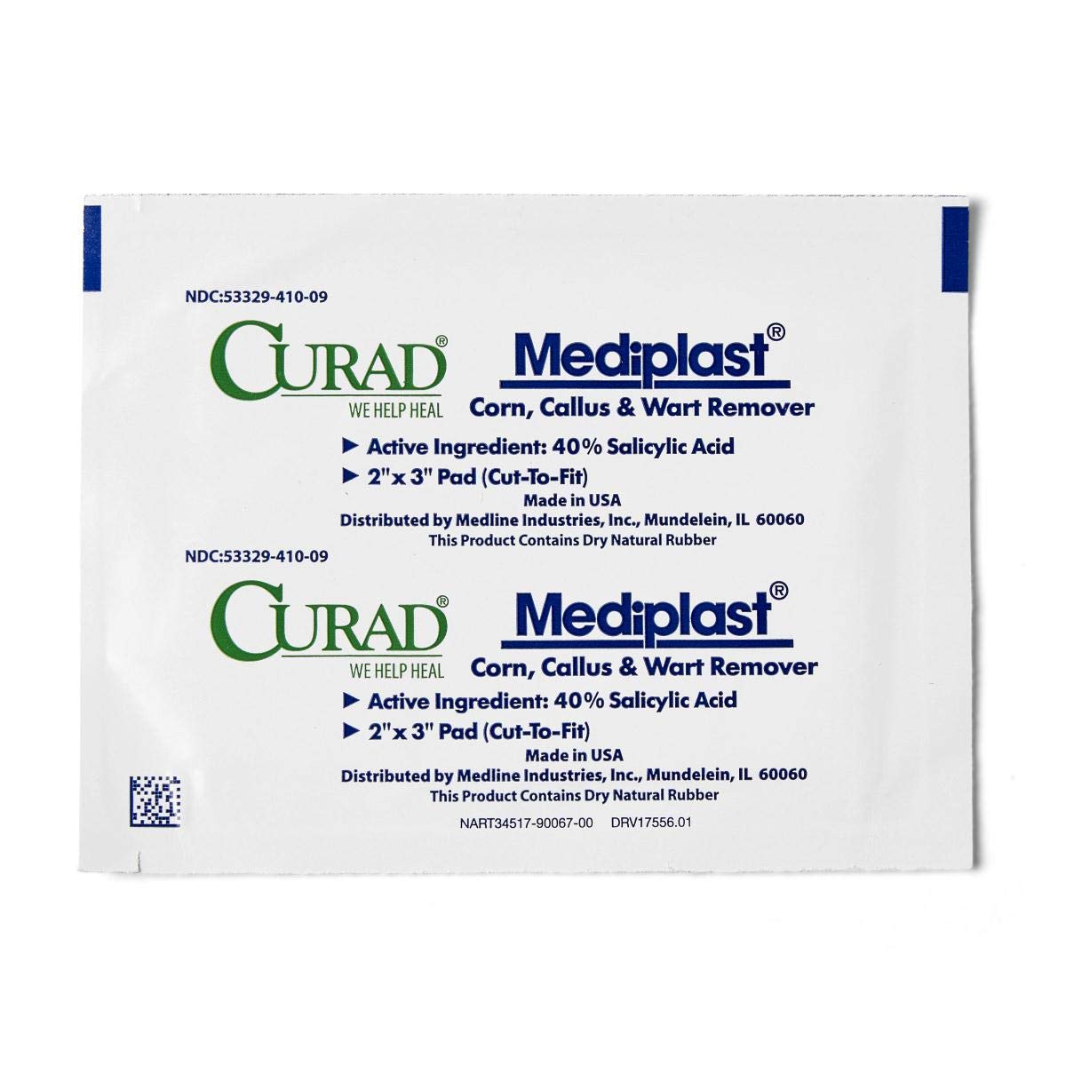 Curad Mediplast corn, callus and wart remover packaging signals a reliable at-home solution.