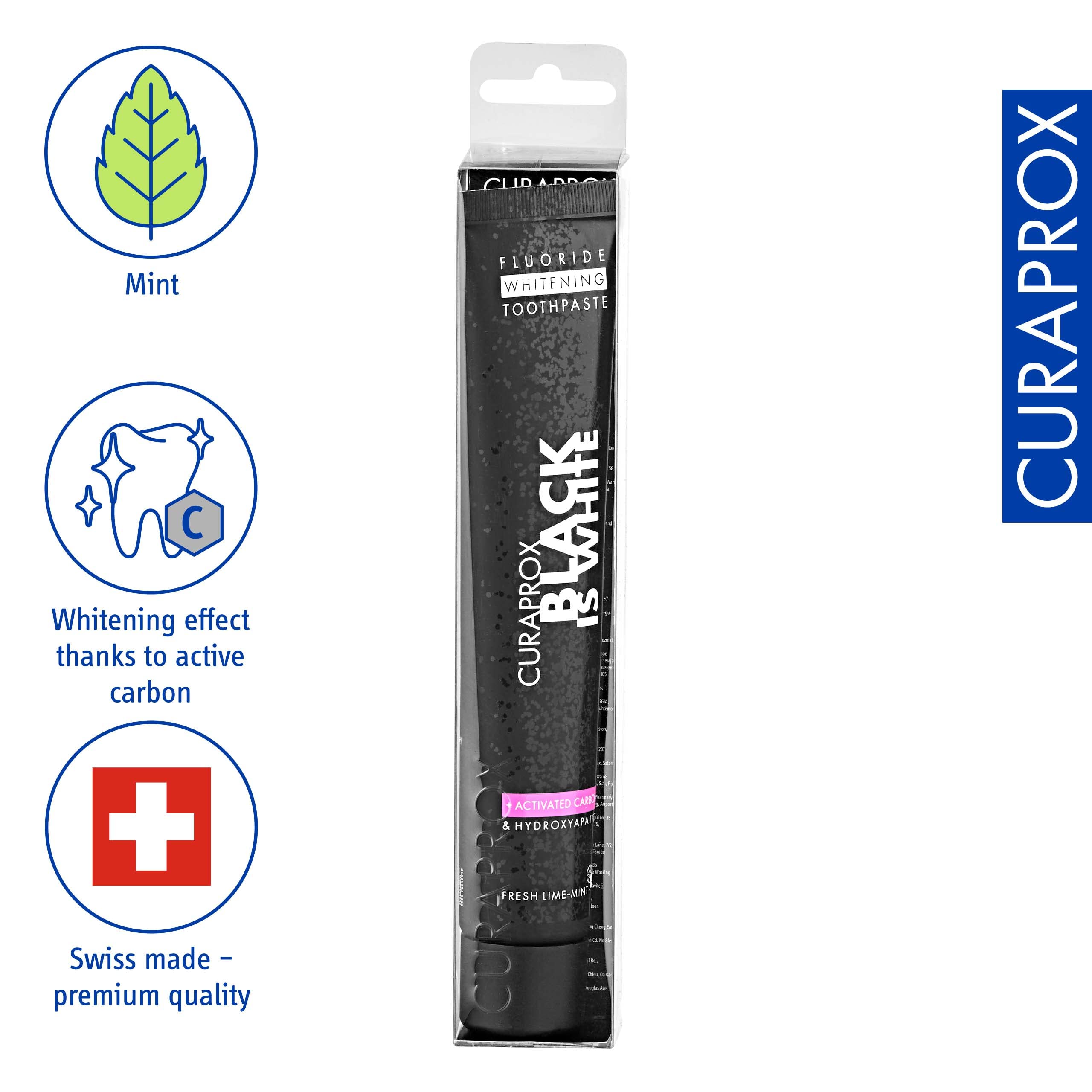 Whitening toothpaste with activated charcoal visuals