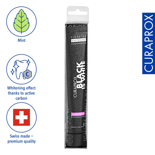 Whitening toothpaste with activated charcoal visuals