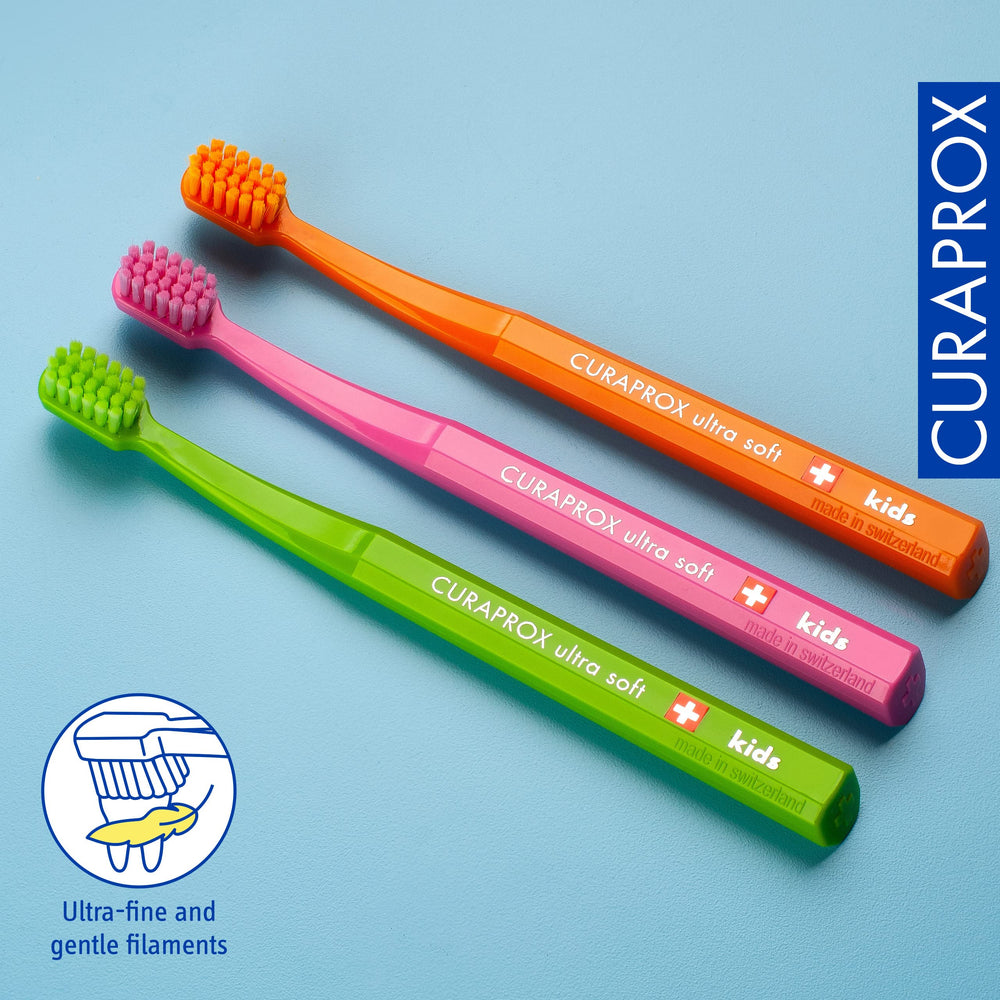 Three-pack blister packaging for Curaprox Kids Toothbrush – product shot
