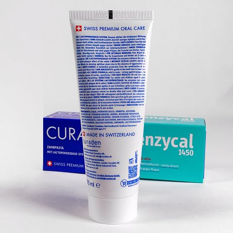 Fresh breath concept with Enzycal toothpaste and toothbrush