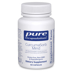 Front view of Pure Encapsulations CurcumaSorb Mind bottle
