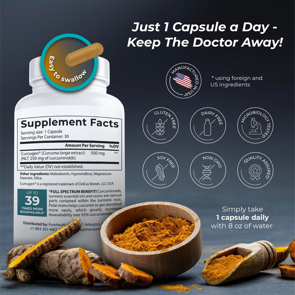 Back view of PureHealth Curcumin Extract bottle