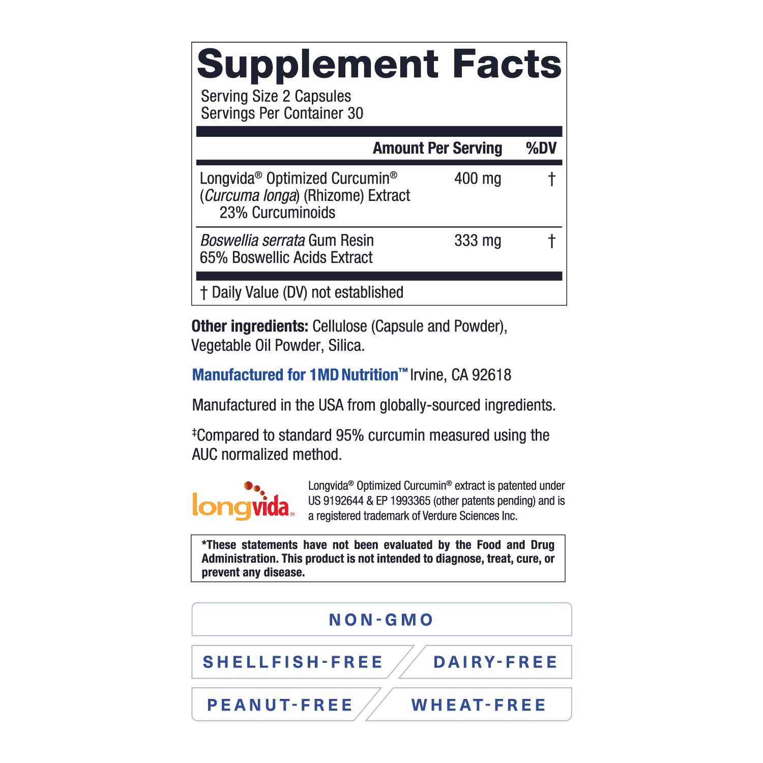 CurcuminMD Plus product label close-up
