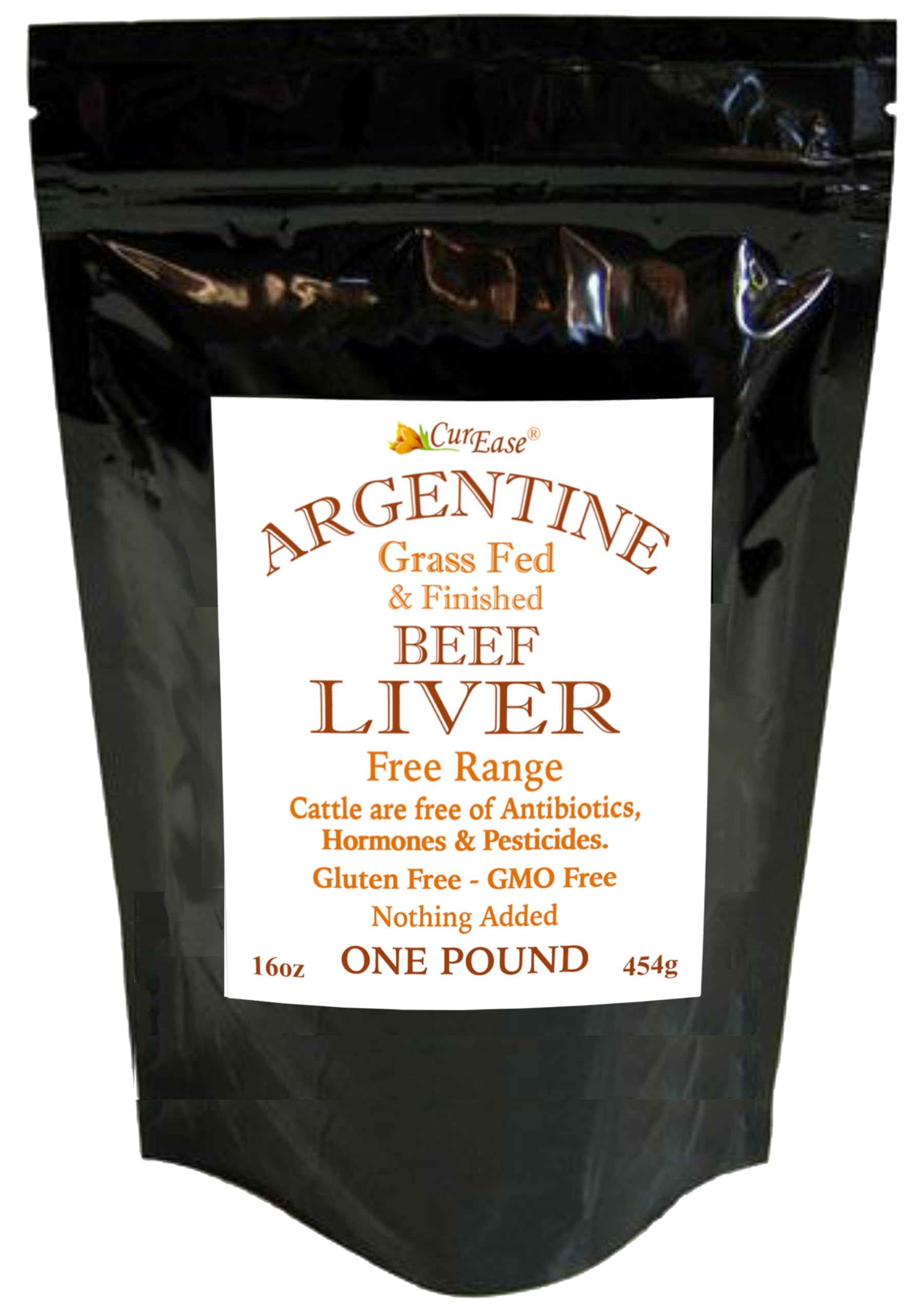 Front view of CurEase Argentine Grass-Fed Beef Liver Powder 1 lb canister