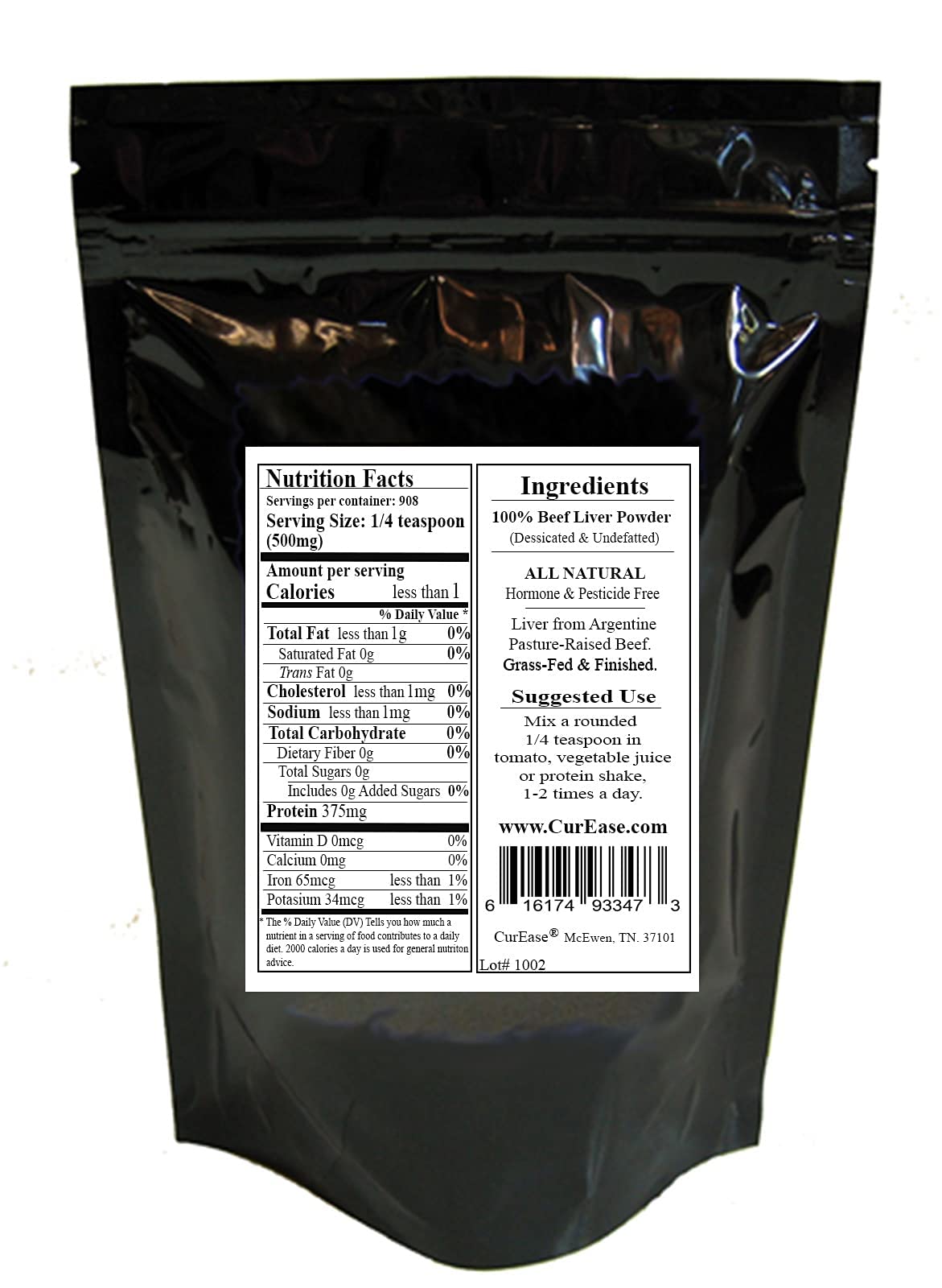 Packaging of CurEase Beef Liver Powder 1 lb