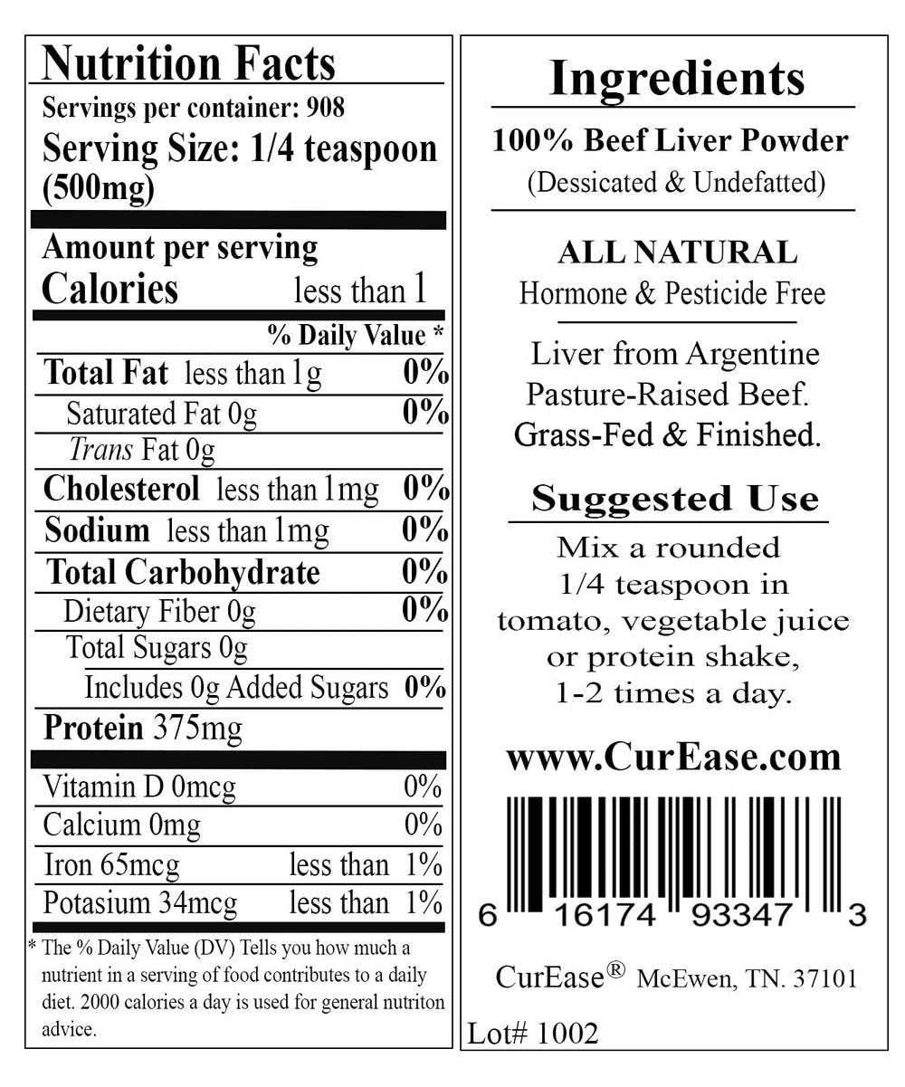 Close-up of desiccated beef liver powder texture