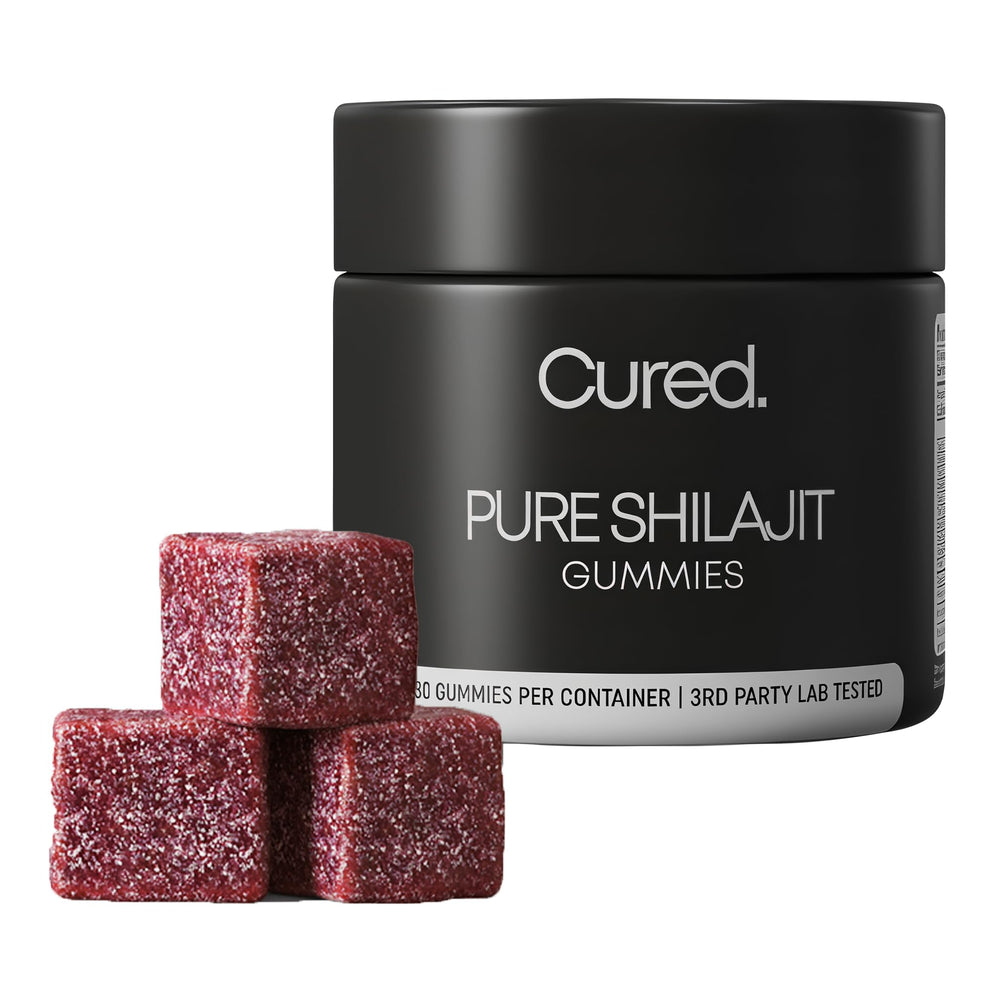 Bottle of Cured Shilajit Gummies for Men with 85+ minerals