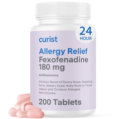 Curist Fexofenadine 180mg bottle ready for daily allergy relief.