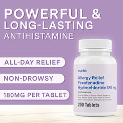 Curist Fexofenadine bottle and pills at home for indoor and outdoor relief.