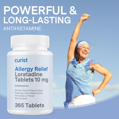 Curist Loratadine 10mg bottle front label for easy daily dosing.