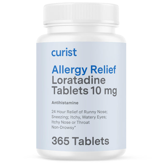 Curist Loratadine 10mg bottle front showing all-day allergy relief option
