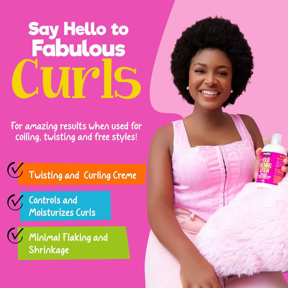 Hands applying CurlyChic lotion on wet hair for even distribution