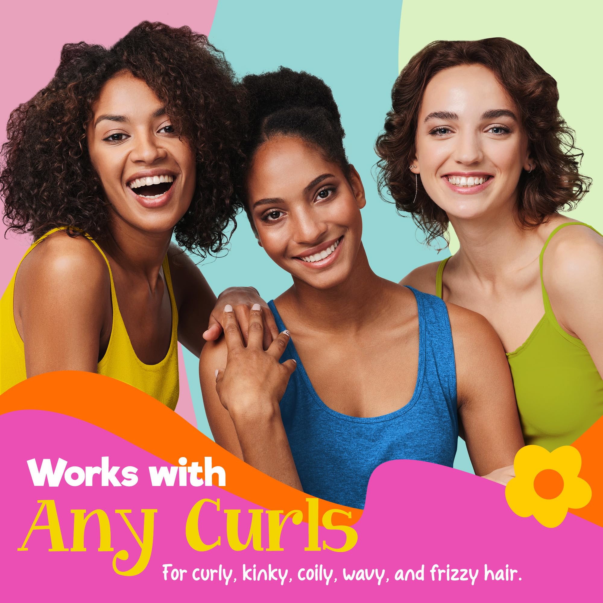 Styling damp curls with CurlyChic lotion for touchable hold