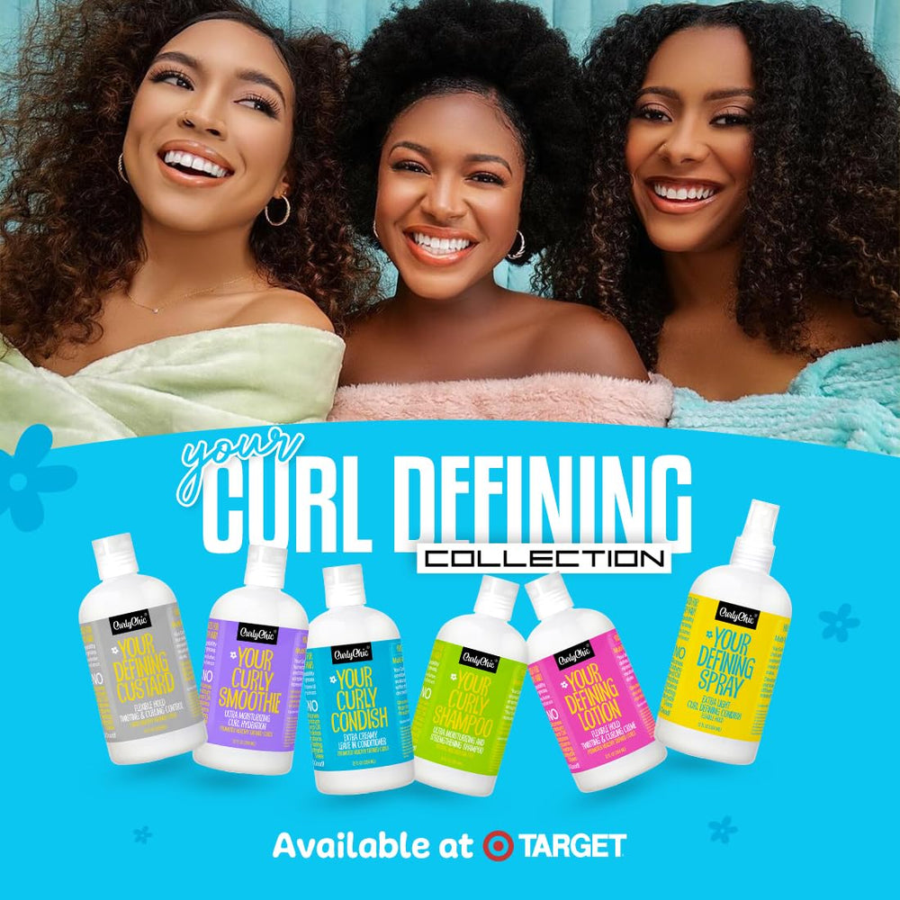Curl-definition close-up with CurlyChic Your Curly Smoothie on textured hair