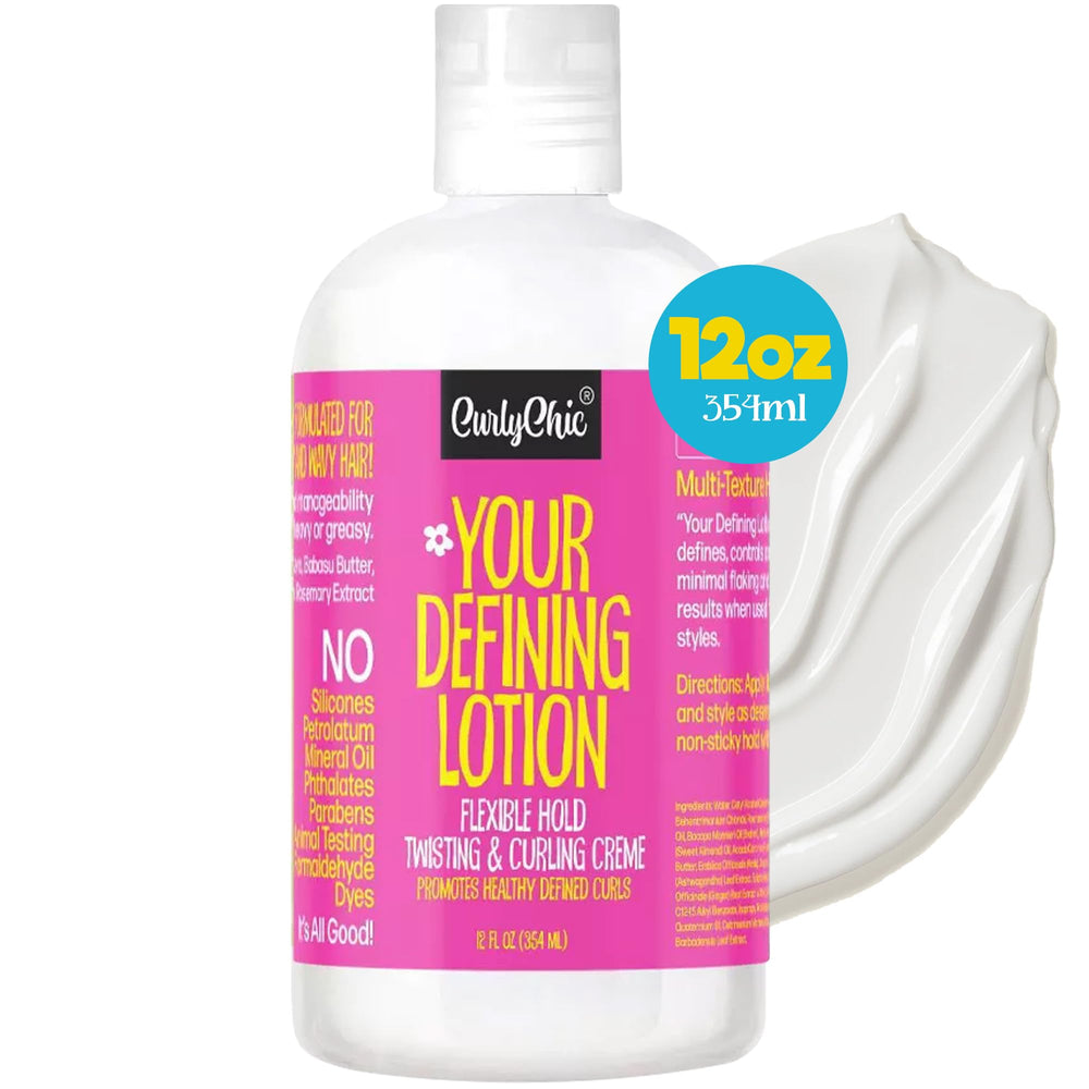 CurlyChic Your Defining Lotion bottle ready for curl definition and styling