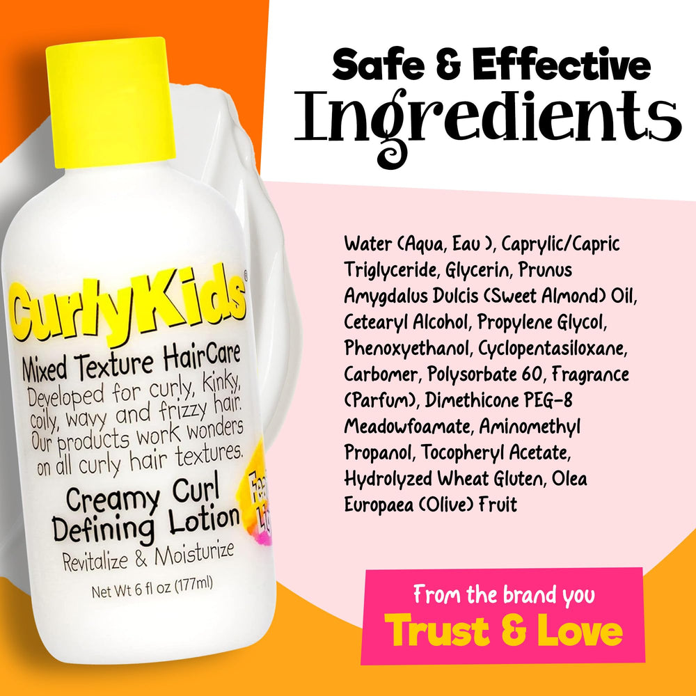 CurlyKids 6oz bottle ideal for kids' haircare routines on the go.