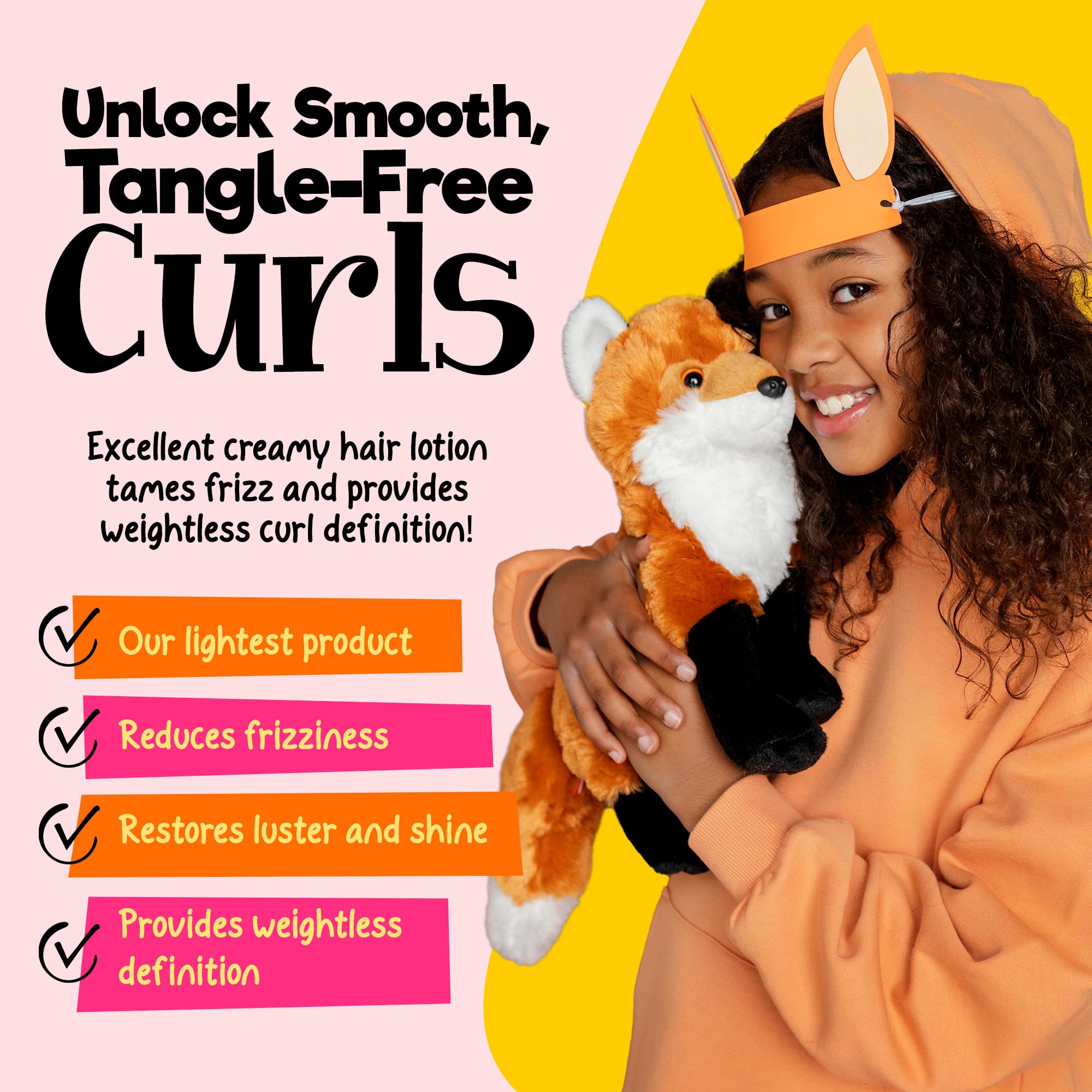 CurlyKids Curl Defining Lotion dispenser demonstrates easy, mess-free application.