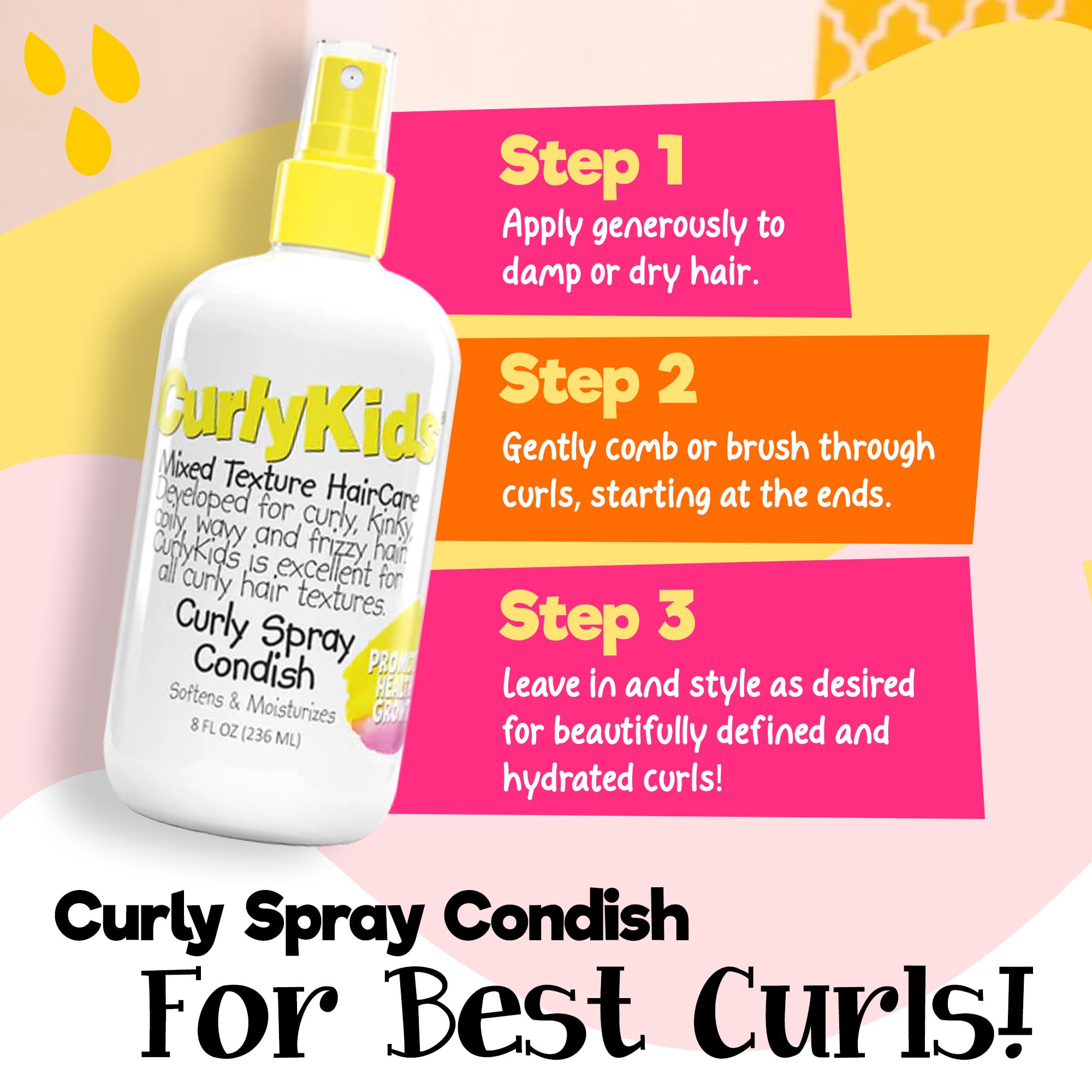 CurlyKids Curly Spray Condish daily-use ready bottle for kids' haircare